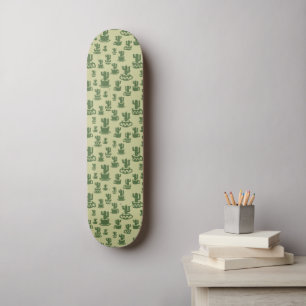 Succulent cactussilhouet in bekertjes en potten skateboard