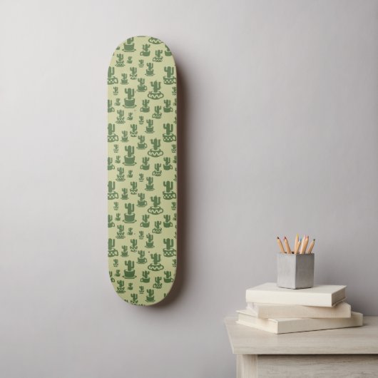 Succulent cactussilhouet in bekertjes en potten skateboard (Muurkunst)