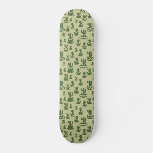 Succulent cactussilhouet in bekertjes en potten skateboard (Voorkant)