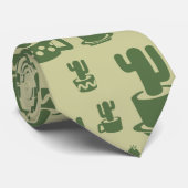 Succulent cactussilhouet in bekertjes en potten stropdas (Opgerold)