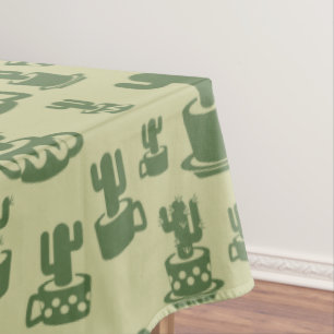 Succulent cactussilhouet in bekertjes en potten tafelkleed