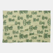 Succulent cactussilhouet in bekertjes en potten theedoek (Horizontaal)