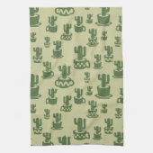 Succulent cactussilhouet in bekertjes en potten theedoek (Verticaal)