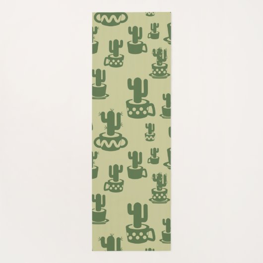 Succulent cactussilhouet in bekertjes en potten yogamat (Achterkant)