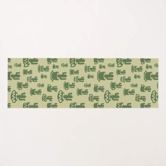 Succulent cactussilhouet in bekertjes en potten yogamat (Voorkant (horizontaal))