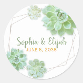 Succulent Charm Wedding Favor Ronde Sticker