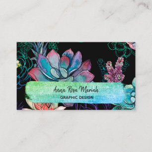 *~* Succulent Chic Glitter Girly Feminine Exceptio Visitekaartje
