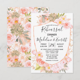 Succulent Crest Floral Wedding repetitie diner Kaart
