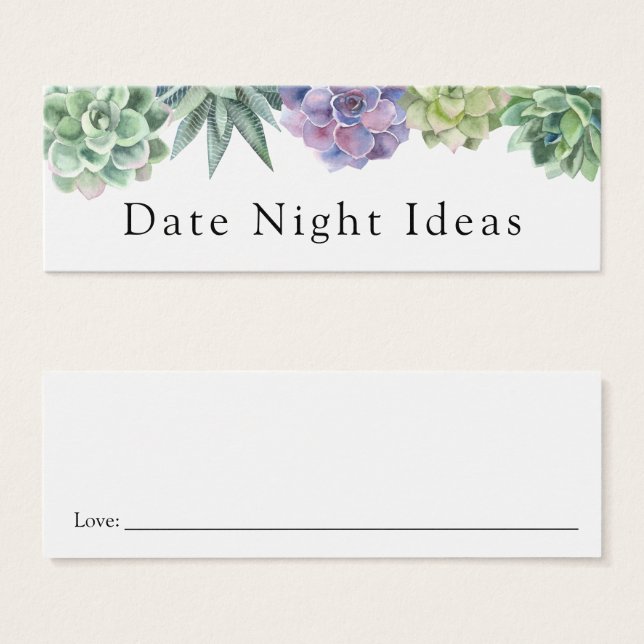 Succulent Date Night Idea Kaart (Voorkant /achterkant)