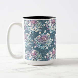 Succulent design met Daisies-Mok Tweekleurige Koffiemok