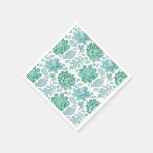 Succulent en bladpatroon papieren servetten 3717 (Hoek)