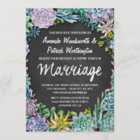 Succulent en Chalkboard bruiloft uitnodigingen