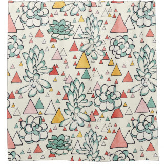 Succulent en driehoeken Shower Curtain Douchegordijn