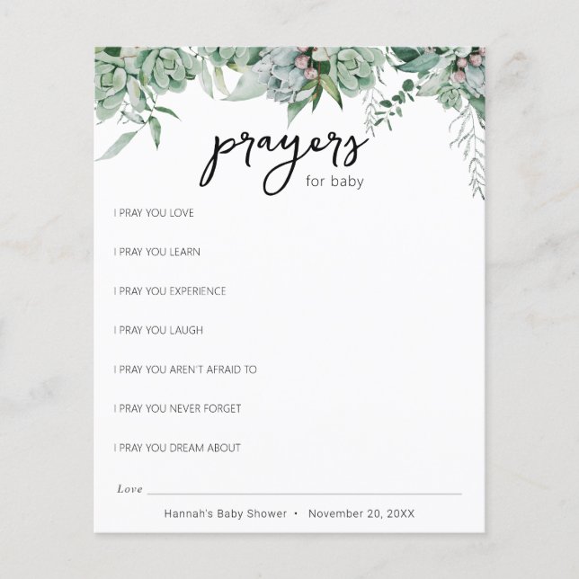 Succulent en Eucalyptus Greenery voor Baby (Voorkant)