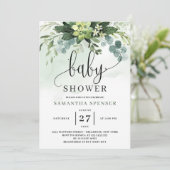 Succulent Eucalyptus Baby shower Kaart (Staand voorkant)
