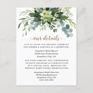 Succulent Eucalyptus Elegant Boho Greenery Wedding Informatiekaartje