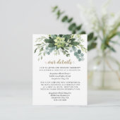 Succulent Eucalyptus Elegant Boho Greenery Wedding Informatiekaartje (Staand voorkant)