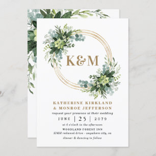 Succulent Eucalyptus Elegant Boho Greenery Wedding Kaart