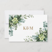 Succulent Eucalyptus Elegant Boho Greenery Wedding RSVP Kaartje (Achterkant)