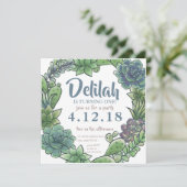 Succulent First Birthday Invitation Kaart (Staand voorkant)