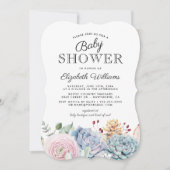  Succulent Floral Baby shower Kaart (Voorkant)
