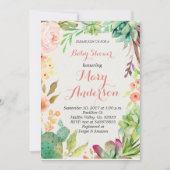 Succulent Floral Cactus Invitation Kaart (Voorkant)