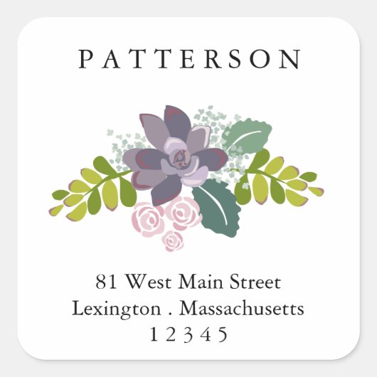Succulent Floral Garden Return Address Label (Voorkant)