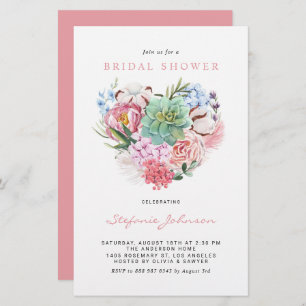 Succulent Floral Heart Bridal Shower
