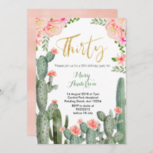Succulent Floral Invitation du 30e anniversaire