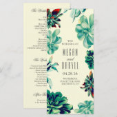 Succulent Floral Programmes de mariage Turquoise (Devant / Derrière)
