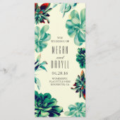 Succulent Floral Programmes de mariage Turquoise (Devant)