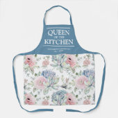 Succulent Floral Queen of the Kitchen Name Schort (Voorkant)
