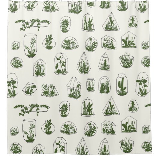 Succulent Florarium:  geometrisch ontwerp. Douchegordijn (Voorkant)