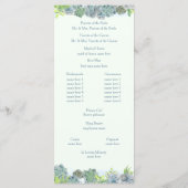 Succulent Garden Steel Blue Wedding Programme (Dos)