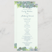 Succulent Garden Steel Blue Wedding Programme (Devant / Derrière)