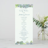 Succulent Garden Steel Blue Wedding Programme (Debout devant)