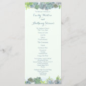 Succulent Garden Steel Blue Wedding Programme (Devant)