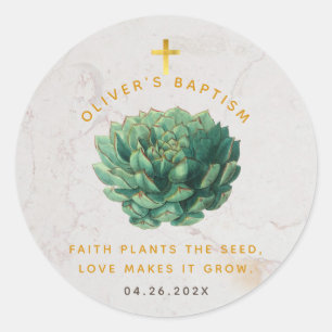 Succulent Gold Faith Planten de Zaaddoop gunst Ronde Sticker
