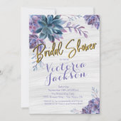 Succulent Gold Foil Waterverf Vrijgezellenfeest Kaart (Voorkant)