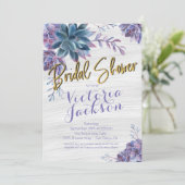 Succulent Gold Foil Waterverf Vrijgezellenfeest Kaart (Staand voorkant)