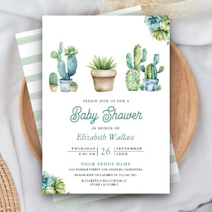 Succulent Greenery Cactus Pots Baby shower Kaart