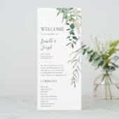 Succulent Greenery Dark Green Flat Wedding Program Programma (Staand voorkant)