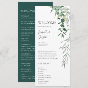 Succulent Greenery Dark Green Flat Wedding Program Programma