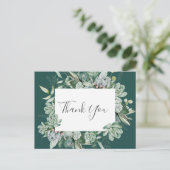 Succulent Greenery | Donkere groene bruiloft Harte Briefkaart (Staand voorkant)