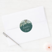 Succulent Greenery | Donkere uithangzegels Ronde Sticker (Envelop)