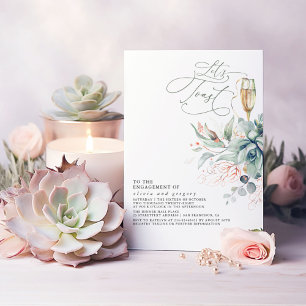 Succulent Greenery Elegant Leaves Engagement Party Kaart