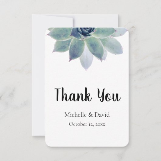 Succulent Greenery Elegant Typography Wedding Bedankkaart (Voorkant)