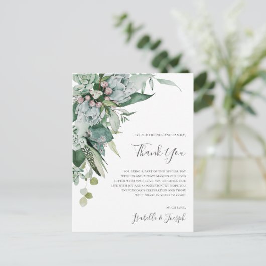 Succulent Greenery Green Bedankt dat je Kaart ontv (Staand voorkant)