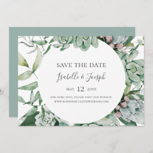 Succulent Greenery   Horizontaal plakken Datum ops Save The Date