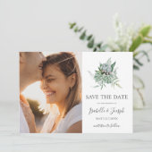 Succulent Greenery Horizontale Foto sparen de Datu Save The Date (Staand voorkant)